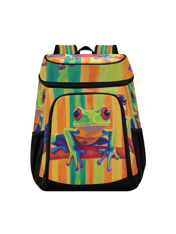 Large Capacity Insulated Cooler Backpack Waterproof Thick Thermal Lunch Bag for Picnic Camping Hiking Beach Travel Green Frog