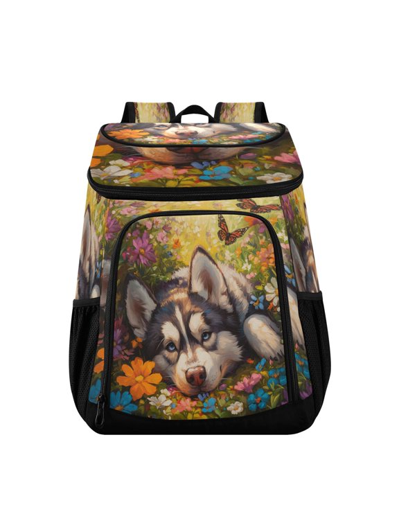 Large Capacity Insulated Cooler Backpack Waterproof Thick Thermal Lunch Bag for Picnic Camping Hiking Beach Travel Husky Butterfly