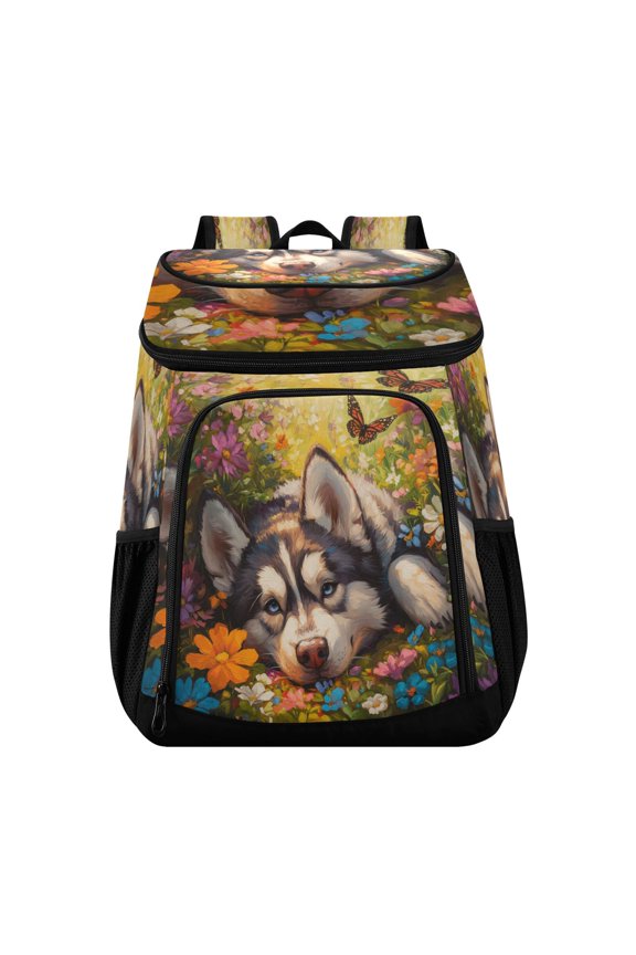 Large Capacity Insulated Cooler Backpack Waterproof Thick Thermal Lunch Bag for Picnic Camping Hiking Beach Travel Husky Butterfly