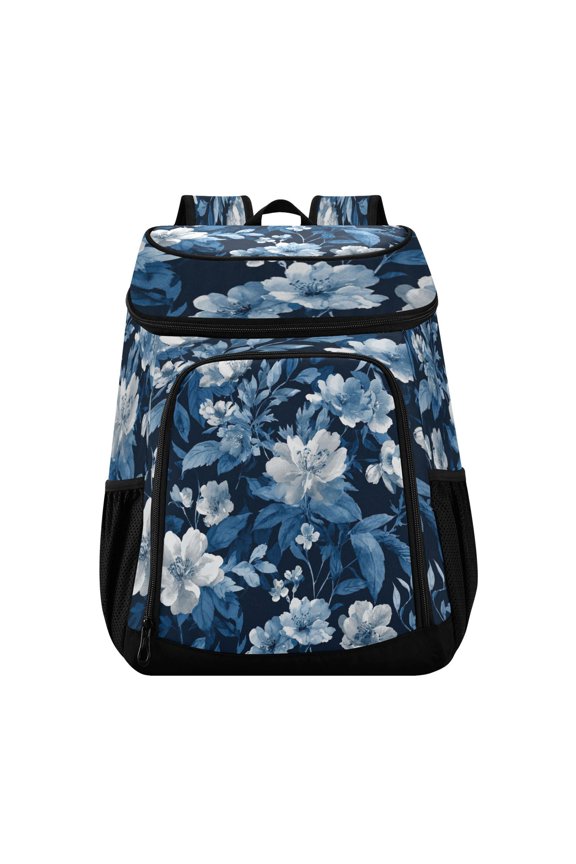 Large Capacity Insulated Cooler Backpack Waterproof Thick Thermal Lunch Bag for Picnic Camping Hiking Beach Travel Indigo Blue Ink Wash