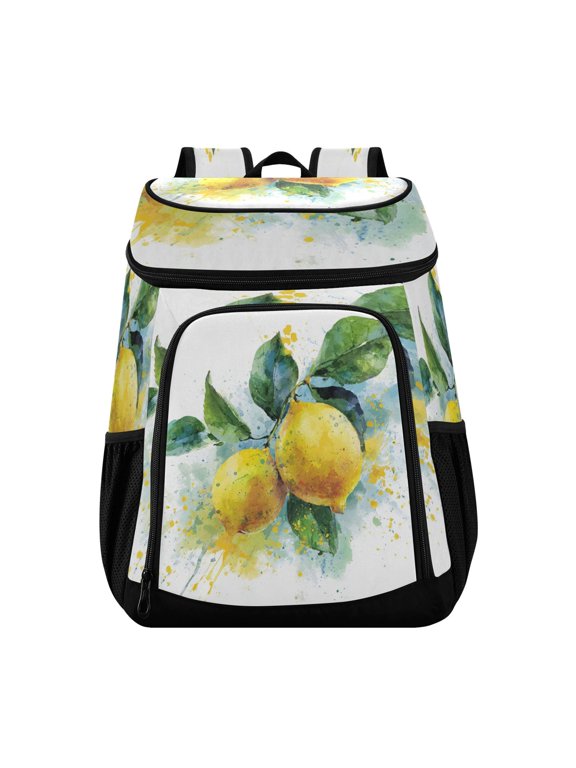 Large Capacity Insulated Cooler Backpack Waterproof Thick Thermal Lunch Bag for Picnic Camping Hiking Beach Travel Lemon