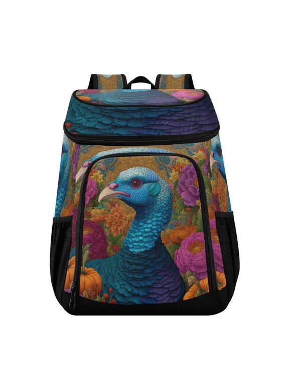 Large Capacity Insulated Cooler Backpack Waterproof Thick Thermal Lunch Bag for Picnic Camping Hiking Beach Travel Majestic Turkey Illust