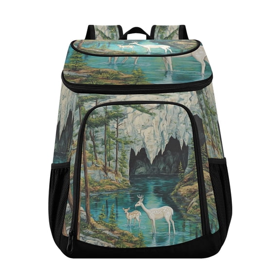 Large Capacity Insulated Cooler Backpack Waterproof Thick Thermal Lunch Bag for Picnic Camping Hiking Beach Travel Mountain Deer