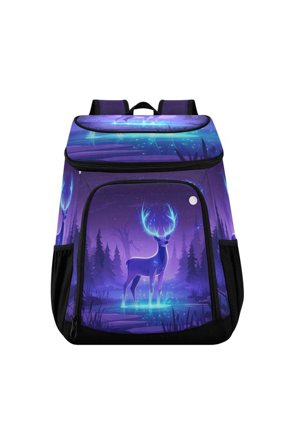Large Capacity Insulated Cooler Backpack Waterproof Thick Thermal Lunch Bag for Picnic Camping Hiking Beach Travel Purple Deer