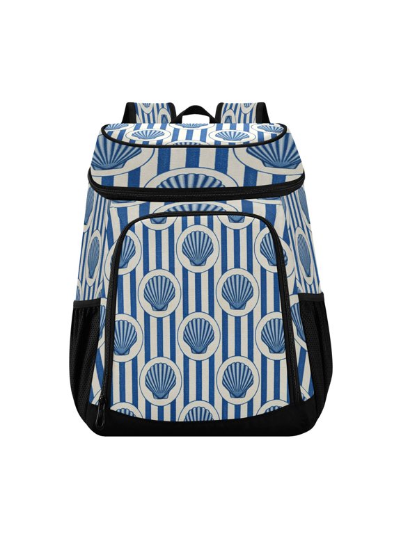 Large Capacity Insulated Cooler Backpack Waterproof Thick Thermal Lunch Bag for Picnic Camping Hiking Beach Travel Vertical Blue Shell