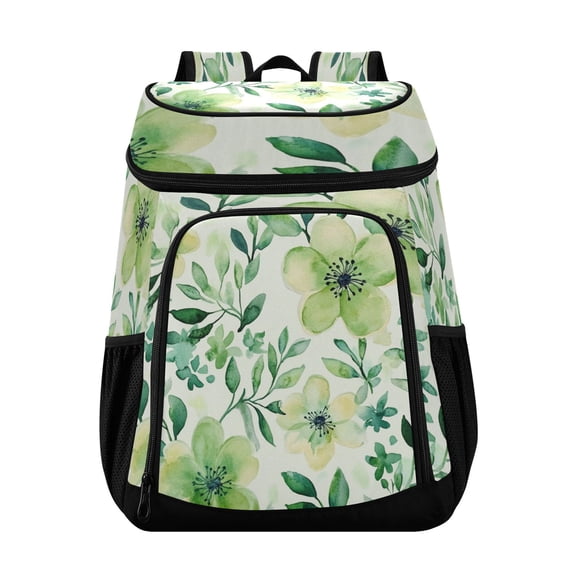Large Capacity Insulated Cooler Backpack Waterproof Thick Thermal Lunch Bag for Picnic Camping Hiking Beach Travel Vibrant Turquoise Flowers