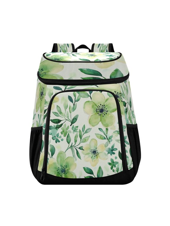 Large Capacity Insulated Cooler Backpack Waterproof Thick Thermal Lunch Bag for Picnic Camping Hiking Beach Travel Vibrant Turquoise Flowers