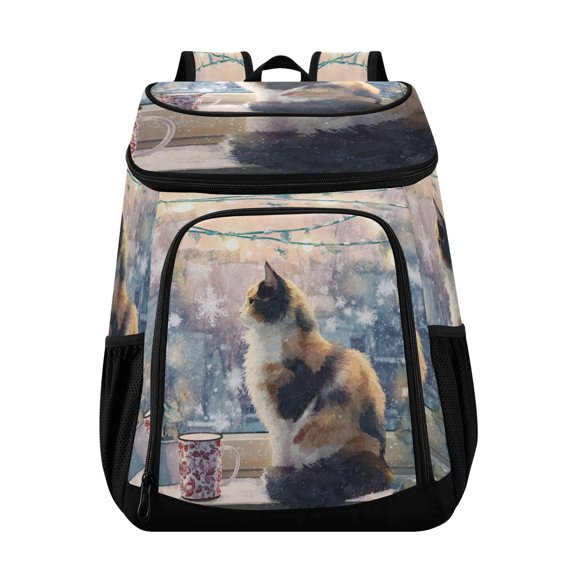 Large Capacity Insulated Cooler Backpack Waterproof Thick Thermal Lunch Bag for Picnic Camping Hiking Beach Travel Winter Cat