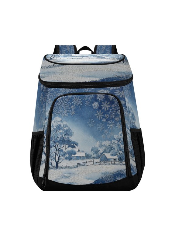 Large Capacity Insulated Cooler Backpack Waterproof Thick Thermal Lunch Bag for Picnic Camping Hiking Beach Travel Winter Scene