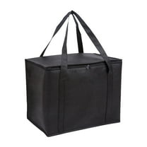 Large Capacity Insulated Cooler Bag for Food Storage, Takeout, Grocery, Picnics - Leakproof Thermal Tote with Ice Pack, 16.1x13x10.2in, Handles, Black
