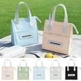 thumbnail image 1 of Large Capacity Insulated Lunch Bag Beige Waterproof Thermal Food Storage Tote with Extended Strap for Office School Travel 9.8x8.6x5.3 Inches Polyester Cooler Bag, 1 of 6