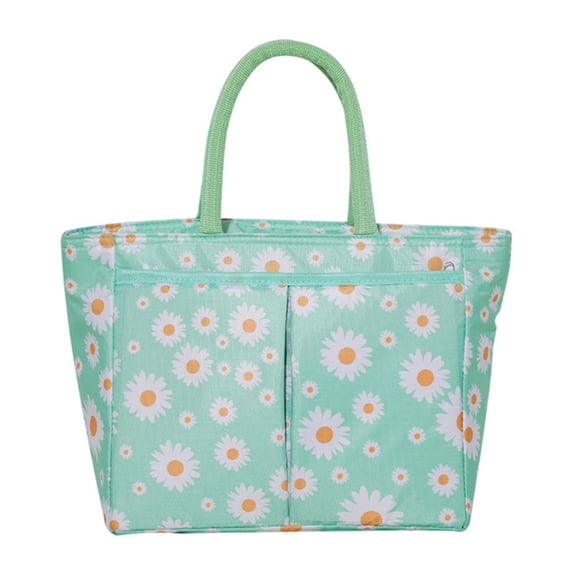 Large Capacity Insulated Lunch Bag with Ice Pack, ZzCityTK Fresh-Keep Shoulder Picnic Bag for Work School, Portable Cooler Tote with Side Clip Easy Clean Lining, Green