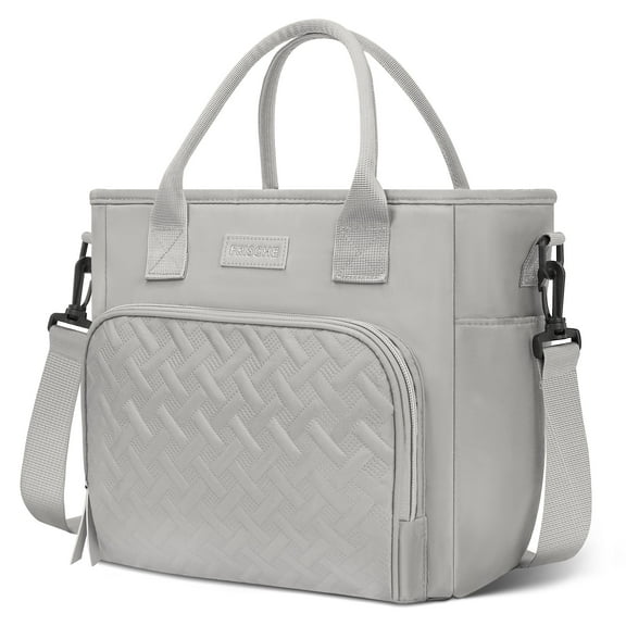 CshidWorld Insulated Lunch Bag for Women/Men - Reusable Lunch Box for Office Picnic Hiking Beach - Leakproof Cooler Tote Bag Organizer w/ Adjustable Shoulder Strap, Side Pockets for Adults -Gray