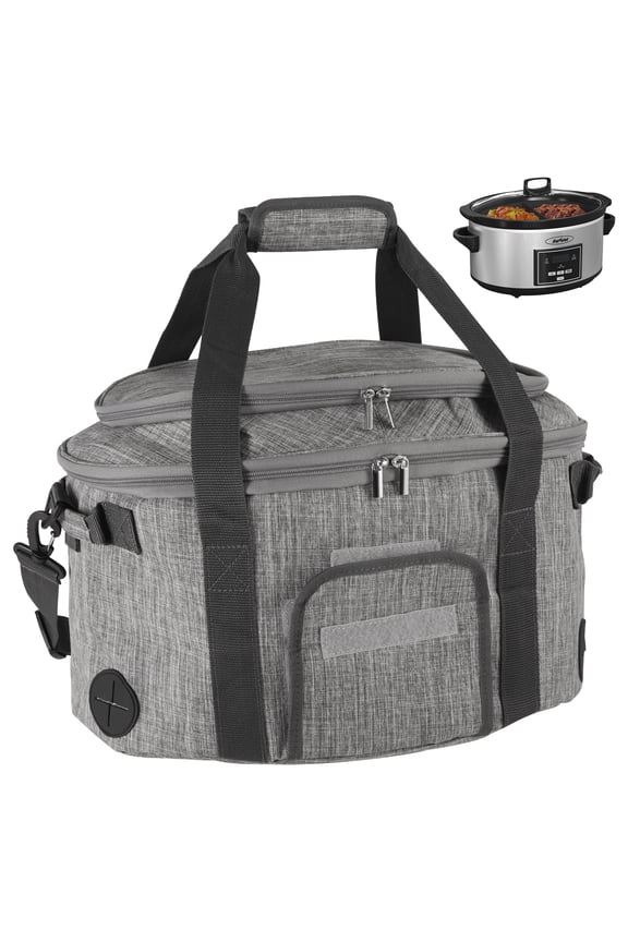 Large Capacity Insulated Slow Cooker Bag for 6-8QT, Portable Carrying Case with Transparent Window, Storage Pockets & Adjustable Straps for Outdoor Events, Family Gatherings & Potlucks