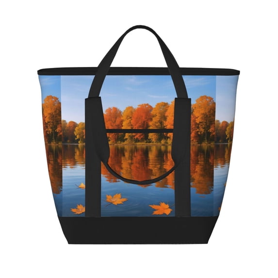 Large Capacity Insulated Tote Bag16.1×13.4×7.5in Thermal Insulation And Easy To Clean Strong Bearing Capacity Can Be Reused Autumn Lake