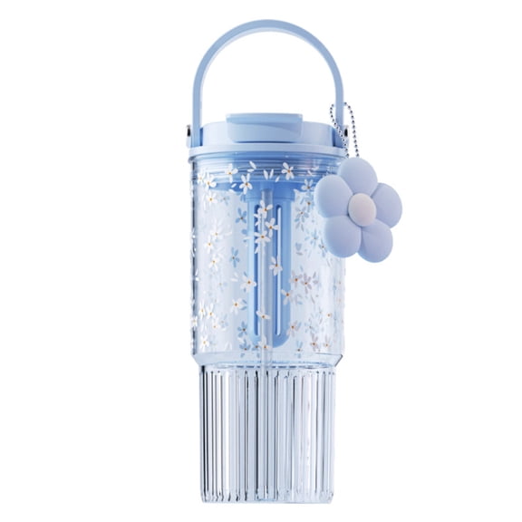 Large Capacity Insulated Tumbler Dual Drink Straw Sip Lid Handle Leakproof Cup
