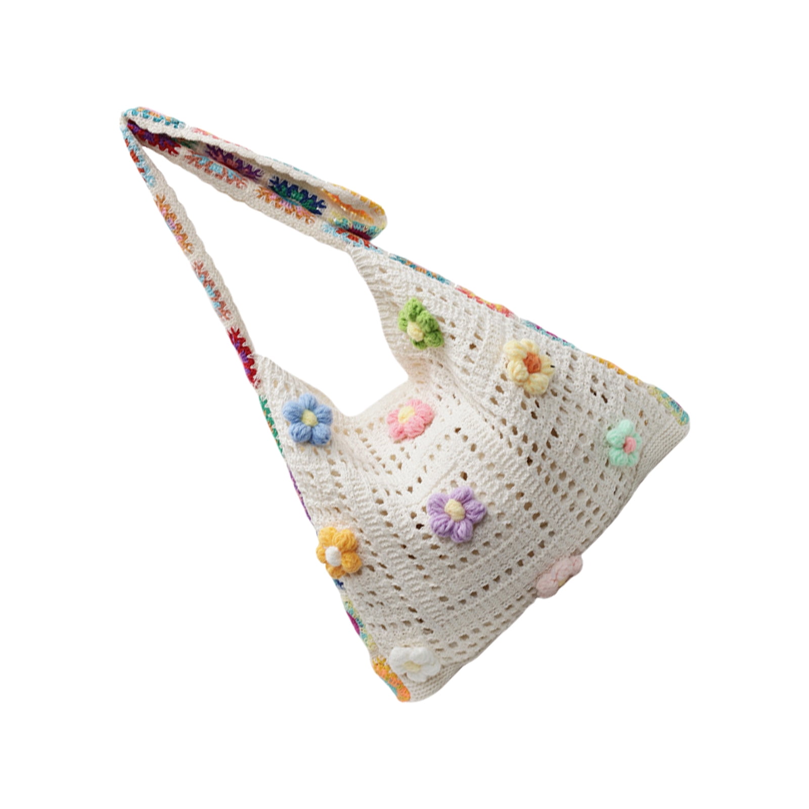 Large Capacity Knitted Handbag For Women Casual Bohemian Styles Crossbody Purse Beach Bag With Artistic Crochet Patterns