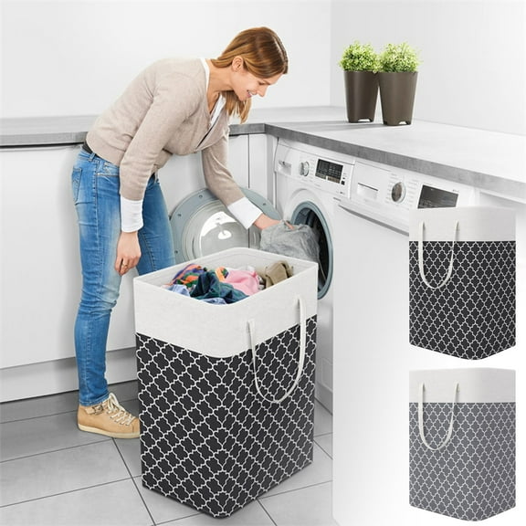 Large Capacity Laundry Basket, Lantern Print, Wicker Material, Stackable Design, Easy Clean, College Dorm Room, Bathroom Storage, Bedroom Hamper, Laundry Room Organizer TOPLIU