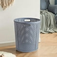 thumbnail image 1 of Large Capacity Laundry Basket, Plastic Dirty Clothes Storage Hamper – 38x38x42cm, Imitation Rattan Wicker, Black/Gray/White, 1 of 6