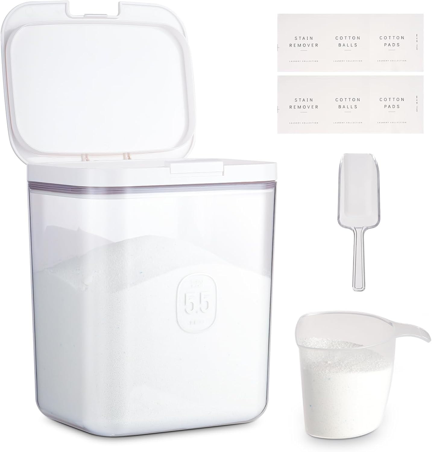Large Capacity Laundry Powder Container With Pop-Up Lid, 5.5L Detergent ...
