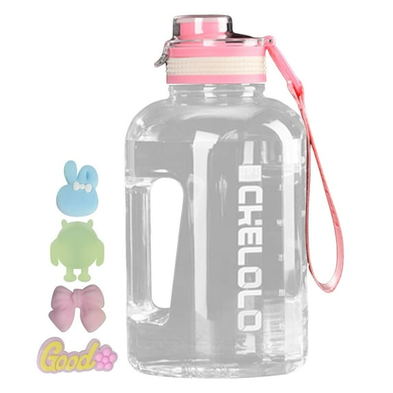 Large Capacity Leakproof Water Bottle with Handle Motivational Jug for Outdoor Activities and Fitness PC and PP Construction for Camping and Workouts