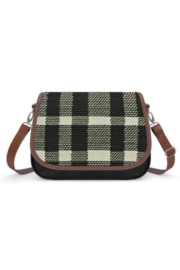 Large Capacity Leather Satchel 12.24.38.7in Soft Waterproof Not Easy To Fold Durable Detachable Leather Shoulder Strap Olive Houndstooth Buffalo Plaid Tartan Check Scotland_3