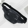 thumbnail image 1 of Large Capacity Leather Waist Pack - Men's Sports Messenger Waist Bag, Head Leather Fanny Pack for Cell Phone, Versatile Chest Pack Waist Pouch for Outdoor Activities, 1 of 6
