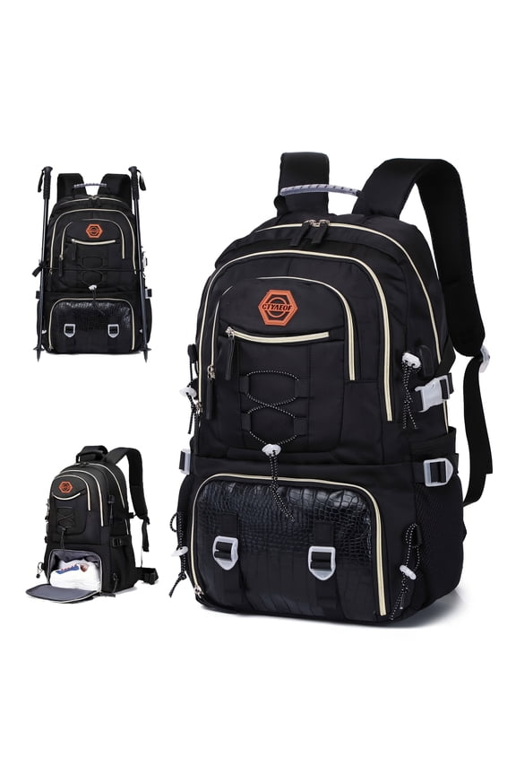 Large Capacity Lightweight Outdoor Travel Backpack with Shoe Compartment - Mountaineering, Camping and Hiking Bag, Durable Polyester, Adjustable Shoulder Straps, Multiple Pockets, Travel Backpacks