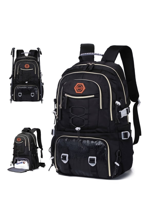 Large Capacity Lightweight Outdoor Travel Backpack with Shoe Compartment - Mountaineering, Camping and Hiking Bag, Durable Polyester, Adjustable Shoulder Straps, Multiple Pockets, Travel Backpacks