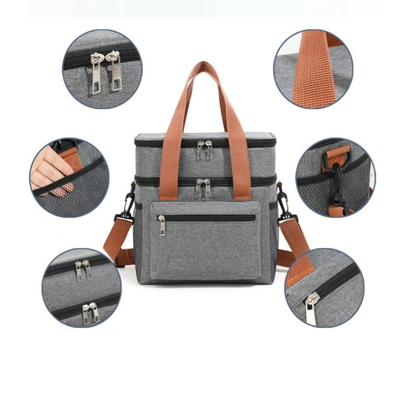 Large Capacity Lunch Bag Insulated Cooler Tote Double Layer Thermal Food Carrier For Outdoor Picnic Camping Work Commute