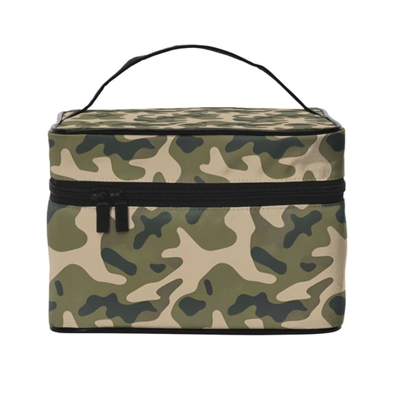 Large Capacity Makeup Bag Organizer Case Army Camouflage Pattern Travel Cosmetic Bag With Handle For Women