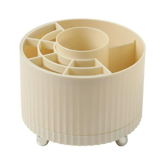 Large Capacity Makeup Brush Holder, 360°Rotating Makeup Perfume Organizer, Multi-slots Makeup Brushes Cup Tray for Vanity Decor Bathroom Countertops Cosmetic Desk Storage Container Display Case Yellow