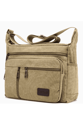Large Capacity Men's Canvas Crossbody Bag, Multi-Compartment Casual Sports Shoulder Bag for Daily Use