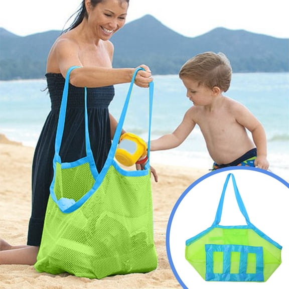 Large Capacity Mesh Beach Bag, ZzCityTK Durable Nylon Toy Storage with Breathable Design, Portable Sand Water Resistant Tote for Pool Swim Outdoor Gear, Green