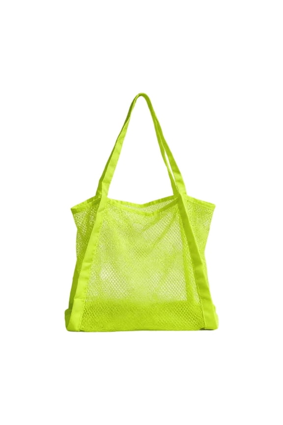 Large Capacity Mesh Beach Tote Bag, Portable Drawstring Net Storage Bag, Mesh Beach Bag with Zipper Large Beach Tote Waterproof Sandproof，for Women Large Foldable Mesh Swimming Pool Travel Bags-Green