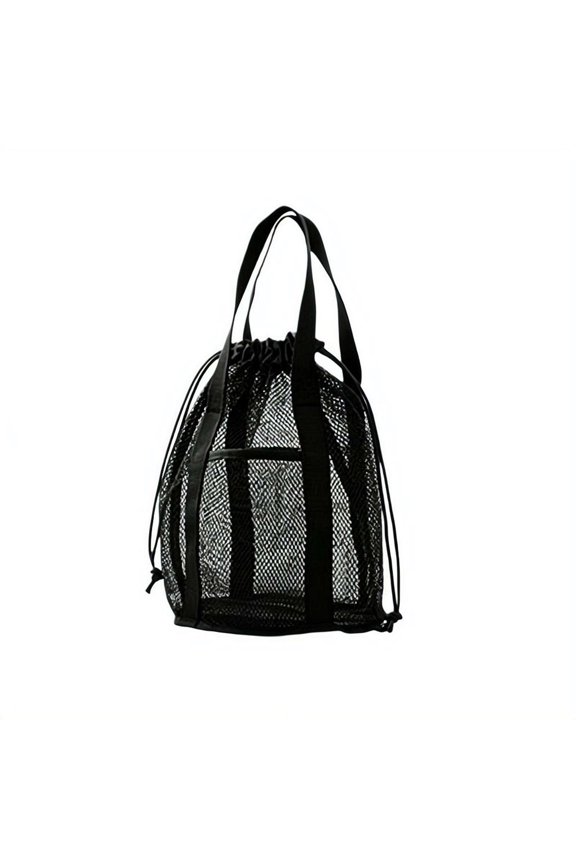 Large Capacity Mesh Nylon Cosmetic Bag, Foldable Drawstring Travel Organizer, Swim & Washing Bag for Outdoor & Daily Use.