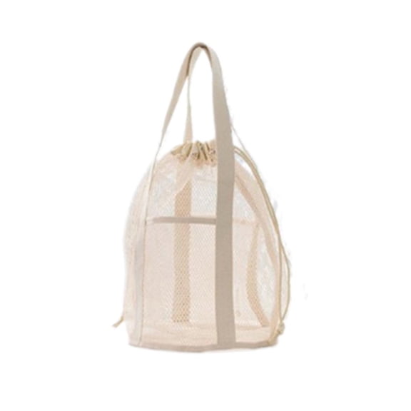 Large Capacity Mesh Nylon Cosmetic Bag, Foldable Drawstring Travel Organizer, Swim & Washing Bag for Outdoor & Daily Use