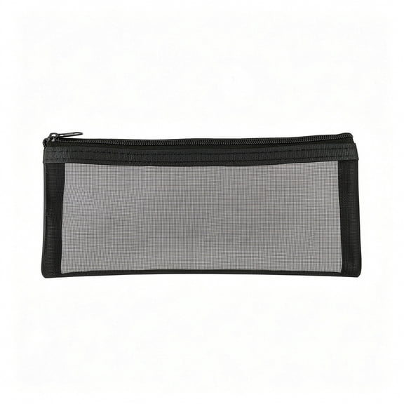 Large Capacity Mesh Pencil Case,Transposable Pen Pouch,Retro Style Rectangular Storage Bag for Stationery,Lightweight Transparent Pencil Holder with Zipper,teen Desk Organizer,Versatile Mesh Bag