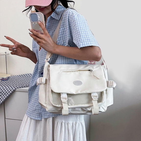 Large Capacity Messenger Bag Student Shoulder Crossbody Bag, Simple Versatile School Bag for Travel Work Daily Carry Lightweight Design