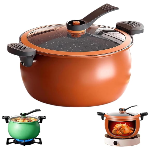 Large-Capacity Micro Pressure Cooker, Multifunctional Pressure Cooker with Glass Cover, Anti-Scalding Handle, Easy to Clean, Non-Stick Pot for induction cooker and gas stove