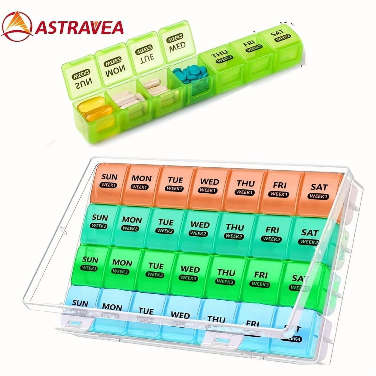 Large Capacity Monthly Pill Organizer, 28 Day Pill Box, Once a day ...