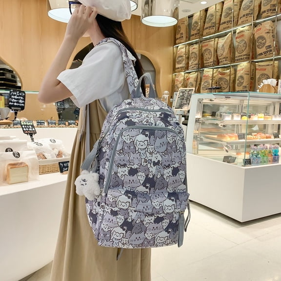 Large Capacity Mori Style Student New Graffiti Backpack,Schoolbag With Pendant