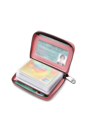 Large Capacity Multi-Card Holder & ID Wallet with 20 Card Slots, RFID Blocking, Premium Leather & PVC, Compact, Ideal for Travel, Daily Use,Pink