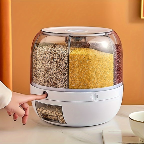 Large Capacity Multi-Compartment Airtight Grain Storage Container, Moisture & Insect Proof Sealed Rice Bucket for Cereals Flour Dog Pet Food, Kitchen Organizer