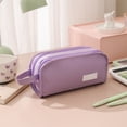 thumbnail image 1 of Large Capacity Multi Layer Pencil Case, Canvas Pencil Organizer with Handle for Sch-ool College Office Supplies, Holds 50 Pens, Purple, 1 of 6
