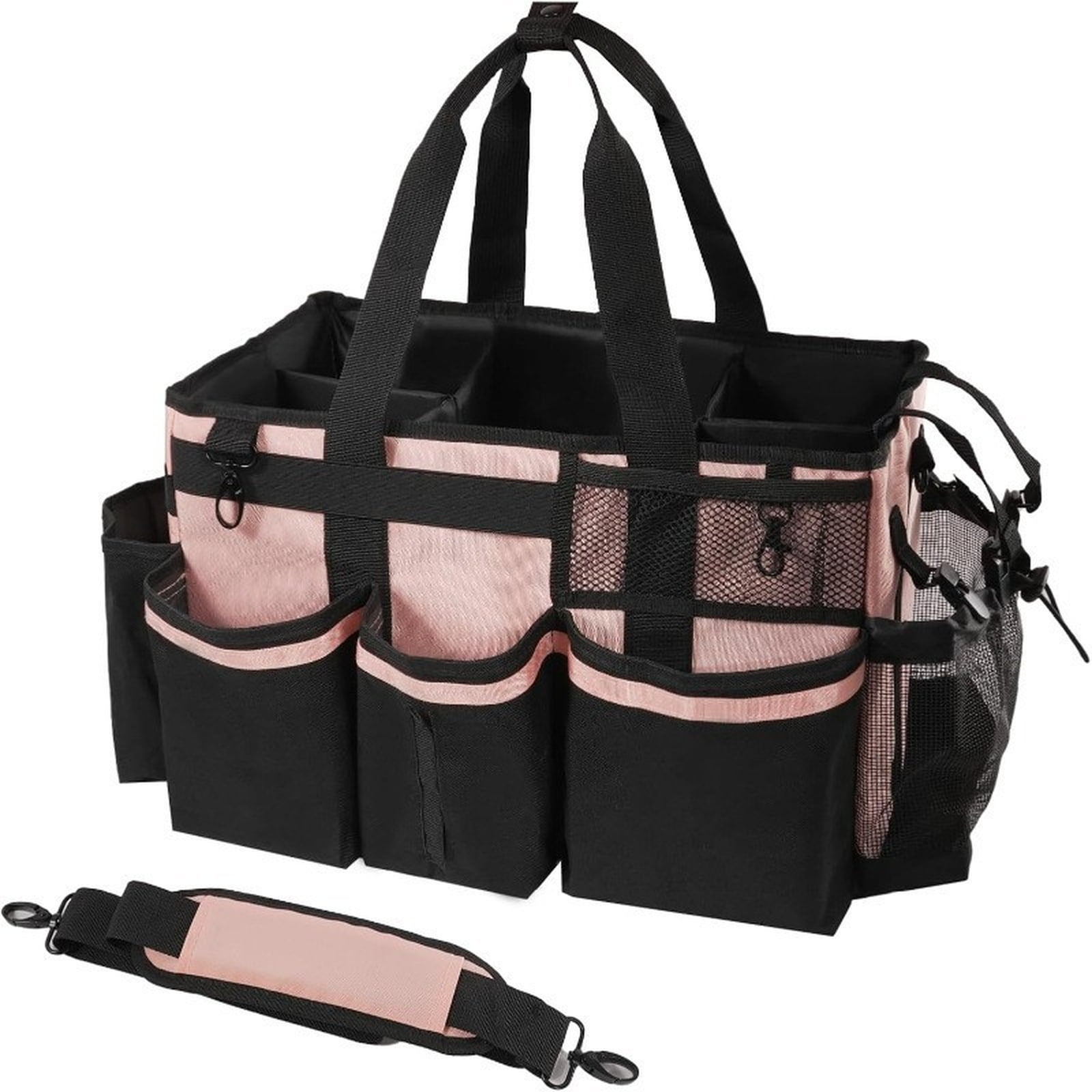 Large Capacity Multi-Pocket Cleaning Tool Organizer Tote Bag, Detachable Strap Lightweight Design, For Home Car Housekeeping Tools Storage