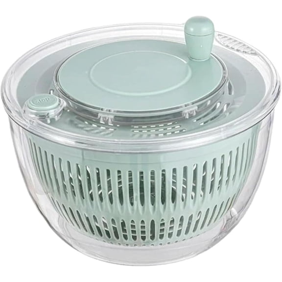 Large Capacity Multi-function Salad Spinner, With Quick Stop Button, Salad Spinner Stainless Steel, Vegetables Fruits Washing Bowl, With 5 Blade Slicer Egg Yolk Strainer Shredder