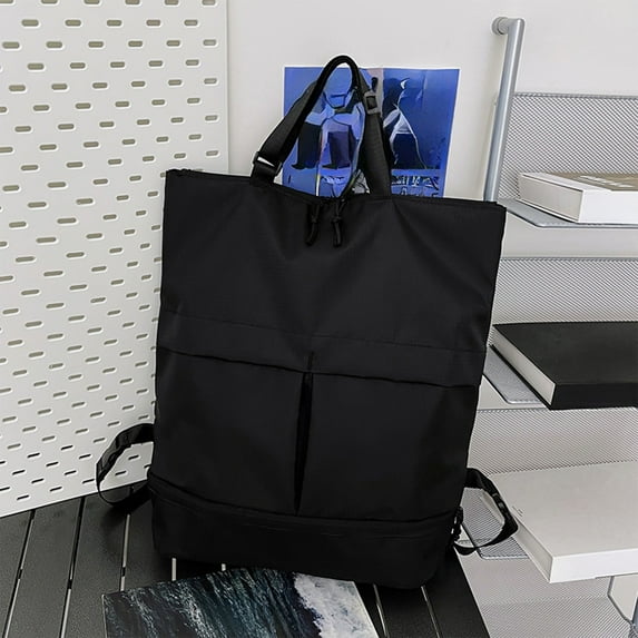 Large Capacity Multifunctional Nylon Shoulder Bag Backpack Tote for Commuting Travel Shopping Lightweight Durable Water Resistant