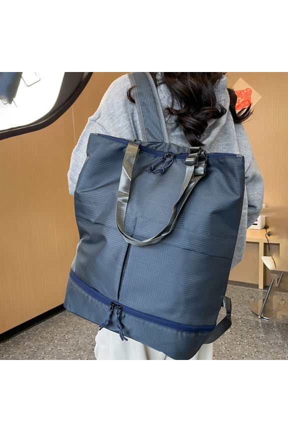 Large Capacity Multifunctional Nylon Shoulder Bag Backpack Tote for Commuting Travel Shopping Lightweight Durable Water Resistant