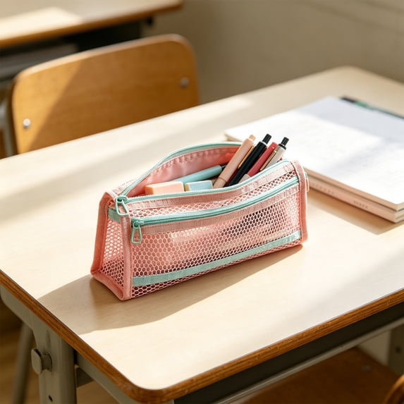 Large Capacity Multifunctional Pencil Case Storage Bag Durable Plastic Stylish Design Organizer Home Office Stationery Practical Multi-layer Design Pink,Free Size